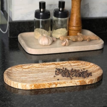 Koville Turkish Natural Marble Tray - Elegant 12"x6" Organizer