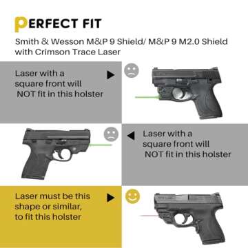 Forcenter IWB Kydex Holster Fit: Smith & Wesson M&P Shield/M&P M2.0 Shield 9mm/.40 with Crimson Trac...