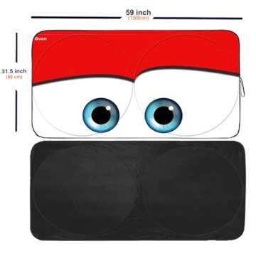 Gven Windshield Sun Shade, 2024 Car Sun Shade for Front Windshield Funny Car Eyes Sunshades Sun Viso...