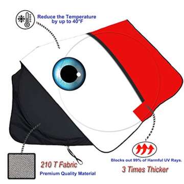 Gven Windshield Sun Shade, 2024 Car Sun Shade for Front Windshield Funny Car Eyes Sunshades Sun Visor Protector Blocks UV Rays Foldable 210T Keep Your Vehicle Cool