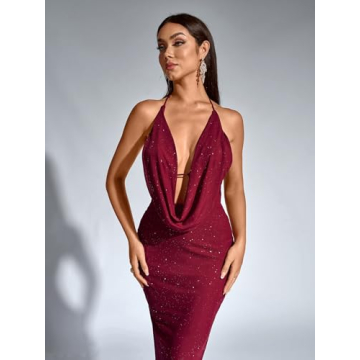 KUTUMAI Women Sequin Bodycon Maxi Dress for Formal Events