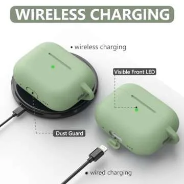 Ljusmicker for AirPods Pro Case Cover with Cleaner Kit,Soft Silicone Protective Case for Apple AirPods Pro 2nd/1st Generation Case for Women Men,AirPod Pro Case Accessories with Keychain-Pastel Green