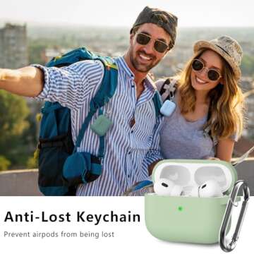 Ljusmicker for AirPods Pro Case Cover with Cleaner Kit,Soft Silicone Protective Case for Apple AirPods Pro 2nd/1st Generation Case for Women Men,AirPod Pro Case Accessories with Keychain-Pastel Green