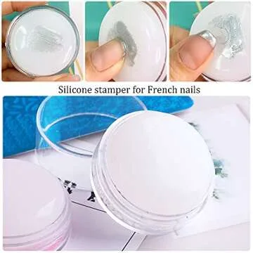 Dornail Clear Silicone Nail Stamper French Tip Nail Art Stamper Jelly Stamper for Nails French Nail Stamper Kit Manicure Nail Art Tools