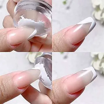 Dornail Clear Silicone Nail Stamper French Tip Nail Art Stamper Jelly Stamper for Nails French Nail Stamper Kit Manicure Nail Art Tools