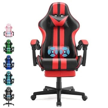 Ferghana Gaming Chairs Red with Footrest,Ergonomic Racing Style PC Game Computer Chair with Headrest...