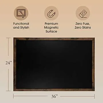 Loddie Doddie Large Magnetic Chalkboard - 24" x 36" Rustic Frame, Kitchen & Home Decor - Easy-to-Erase, Hanging Black Chalkboard for Wall