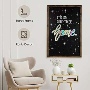 Loddie Doddie Large Magnetic Chalkboard - 24" x 36" Rustic Frame, Kitchen & Home Decor - Easy-to-Erase, Hanging Black Chalkboard for Wall