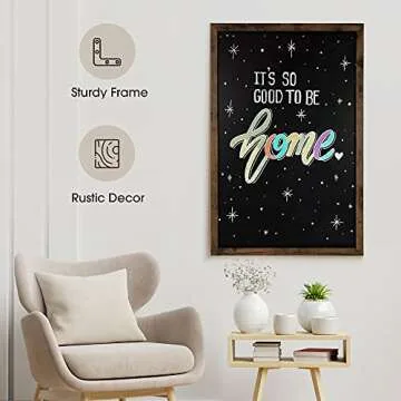 Loddie Doddie Large Magnetic Chalkboard - 24" x 36" Rustic Frame, Kitchen & Home Decor - Easy-to-Erase, Hanging Black Chalkboard for Wall
