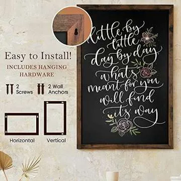 Loddie Doddie Large Magnetic Chalkboard - 24" x 36" Rustic Frame, Kitchen & Home Decor - Easy-to-Erase, Hanging Black Chalkboard for Wall