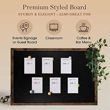 Loddie Doddie Large Magnetic Chalkboard - 24" x 36" Rustic Frame, Kitchen & Home Decor - Easy-to-Erase, Hanging Black Chalkboard for Wall