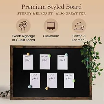 Loddie Doddie Large Magnetic Chalkboard - 24" x 36" Rustic Frame, Kitchen & Home Decor - Easy-to-Erase, Hanging Black Chalkboard for Wall