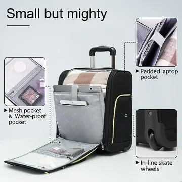 Coolife Underseat Carry-On Luggage with USB Port