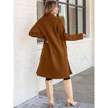 ANRABESS Women's Cardigan Long Sweater Oversized Open Front Knit Duster Coat 2025 Trendy Lady Fall Coatigan Outerwear 934hongzong-S Caramel