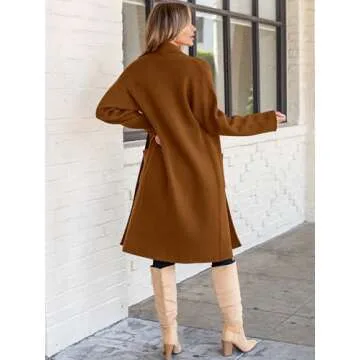 ANRABESS Women's Cardigan Long Sweater Oversized Open Front Knit Duster Coat 2025 Trendy Lady Fall Coatigan Outerwear 934hongzong-S Caramel