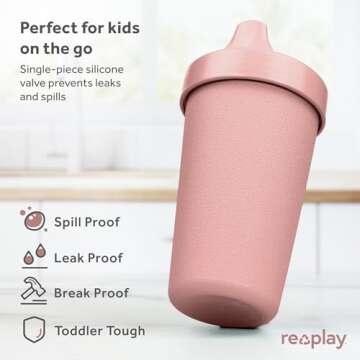 Re-Play Made in USA 10 Oz. Sippy Cups for Toddlers, Pack of 4 - Reusable Spill Proof Cups for Kids, ...