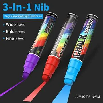 Window Chalk Markers for Cars Washable: 8 Colors Jumbo Liquid Chalk Marker with 10mm Thick Tips, Big...