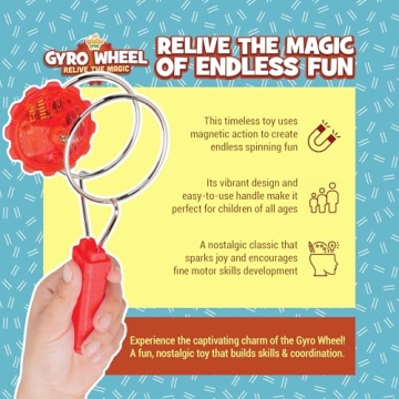 Light Up Magnetic Gyro Wheel Toy for Kids & Adults Ages 4+
