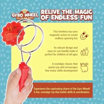 Light Up Magnetic Gyro Wheel Toy for Kids & Adults Ages 4+