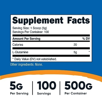 Nutricost L-Glutamine Powder 500g Unflavored Gluten-Free Non-GMO