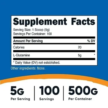 Nutricost L-Glutamine Powder 500g Unflavored Gluten-Free Non-GMO