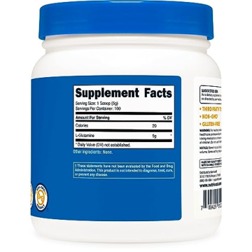 Nutricost L-Glutamine Powder 500g Unflavored Gluten-Free Non-GMO