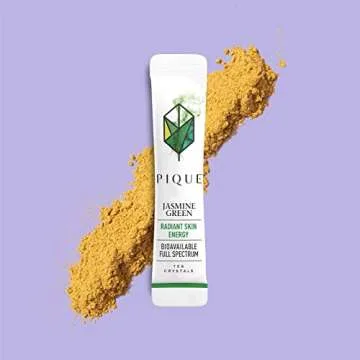 Pique Organic Jasmine Green Tea Crystals - Vitalizing Antioxidants for Immune Support, Radiant Skin, Calm Energy, Fresh Aroma Jasmine Petals - 14 Single Serve Sticks (Pack of 1)