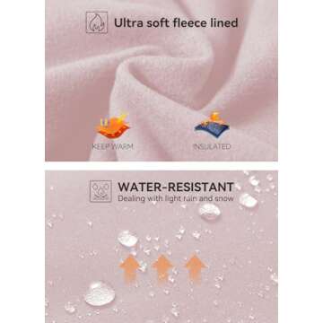 BALEAF Thermal Leggings for Women Fleece Lined Waterproof Winter Hiking Pants Warm Tights Cold Weather Running Gear Light Purple S