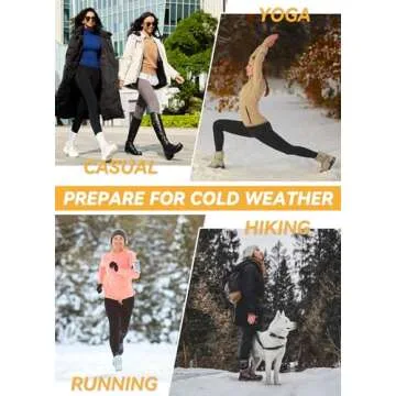 BALEAF Thermal Leggings for Women Fleece Lined Waterproof Winter Hiking Pants Warm Tights Cold Weather Running Gear Light Purple S