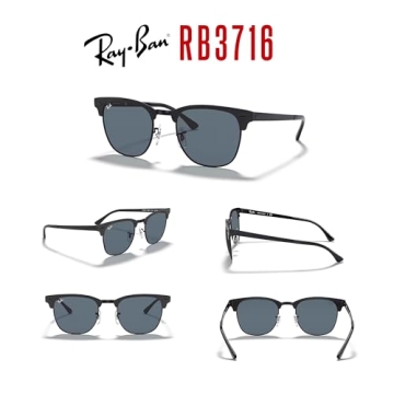 Ray-Ban RB3716 Clubmaster Metal Sunglasses Shiny Black