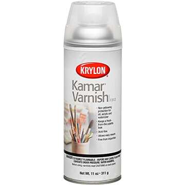 Krylon Kamar Varnish Spray - 11oz Non-Yellowing Finish for Artists