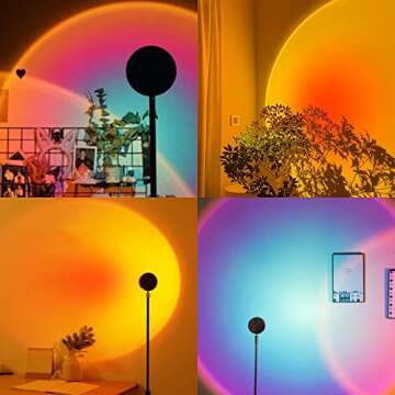 Exnemav Sunset Lamp Night Light - 16 Colors & 4 Modes Sunset Projection Lamp with Remote, Color Changing Rainbow Sunlight Lamp, Romantic Visual Led Light Projector for Photography Room Decor