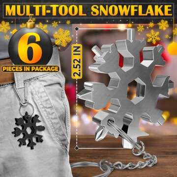 6 Pcs 18 in 1 Snowflake Multi Tool - Christmas Stocking Stuffers for Adults Snowflake Multitool Keyc...