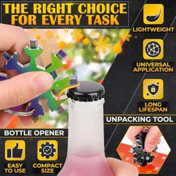 6 Pcs 18 in 1 Snowflake Multi Tool - Christmas Stocking Stuffers for Adults Snowflake Multitool Keychain - Snowflake Tool Christmas Gifts for Men Multipurpose Tool Male Stocking Stuffers for Men