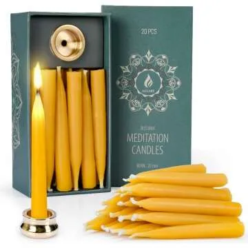 Beeswax Mini Taper Candles Set of 20 with Holders
