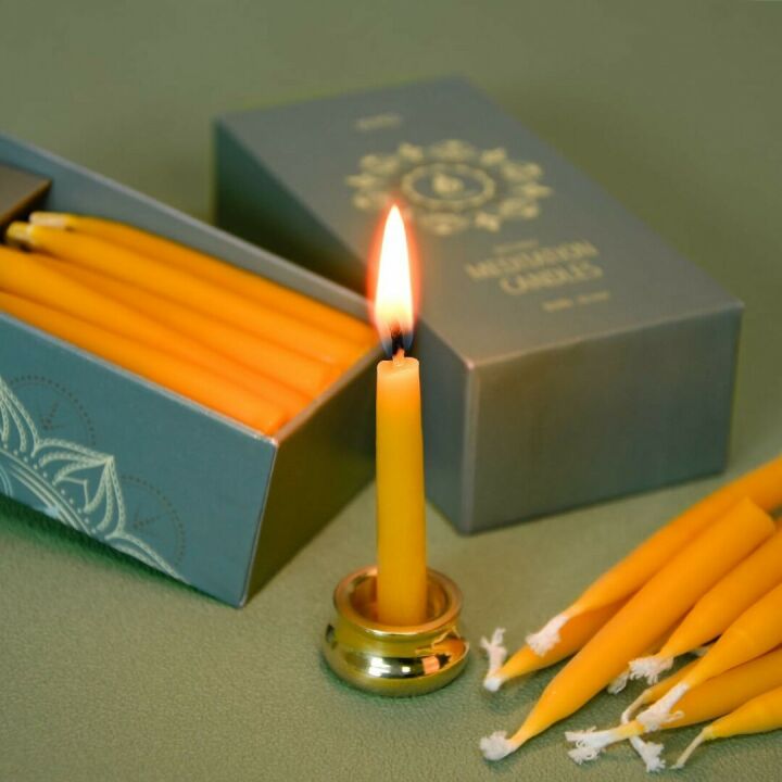 Beeswax Mini Taper Candles Set of 20 with Holders