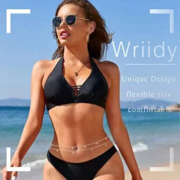 Wriidy Waist Chain Silver Layered Belly Chain Beach Body Jewelry Accessories for Women