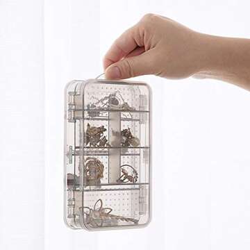2Pcs Clear Double Layer Plastic Jewelry Box Organizer Storage Container for Earrings, Necklaces, Rin...