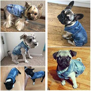 Strangefly Dog Jean Jacket, Blue Puppy Denim T-Shirt, Machine Washable Dog Clothes, Comfort and Cool...