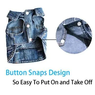 Strangefly Dog Jean Jacket, Blue Puppy Denim T-Shirt, Machine Washable Dog Clothes, Comfort and Cool Apparel, for Small Medium Dogs Pets and Cats (Small, Blue Type 1)