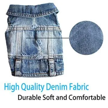 Strangefly Dog Jean Jacket, Blue Puppy Denim T-Shirt, Machine Washable Dog Clothes, Comfort and Cool Apparel, for Small Medium Dogs Pets and Cats (Small, Blue Type 1)