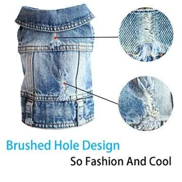 Strangefly Dog Jean Jacket, Blue Puppy Denim T-Shirt, Machine Washable Dog Clothes, Comfort and Cool Apparel, for Small Medium Dogs Pets and Cats (Small, Blue Type 1)