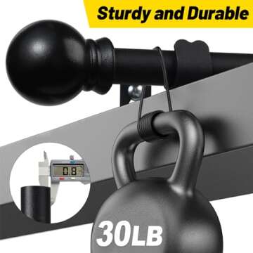 CALCHELE 2 Pack Black Curtain Rods for Windows 28 to 48 inch, 5/8 inch Small Cafe Window Curtain Rods, Short Drapery Curtain Rods for Bedroom Kitchen (Size：30-50 Inch, Matte Black)