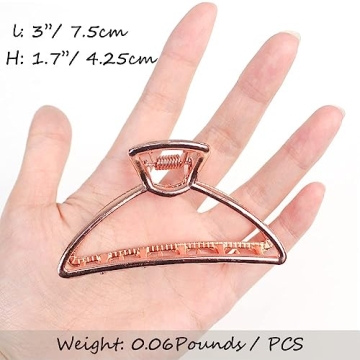 VinBee Metal Hair Clips for Women Hair Claw Clips Medium for Thick Hair 3 Pack (Silver + Gold + Rose Gold)