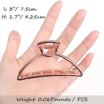 VinBee Metal Hair Clips for Women Hair Claw Clips Medium for Thick Hair 3 Pack (Silver + Gold + Rose Gold)