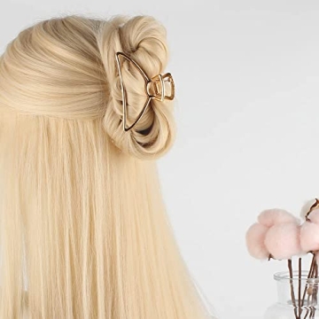 VinBee Metal Hair Clips for Women Hair Claw Clips Medium for Thick Hair 3 Pack (Silver + Gold + Rose Gold)