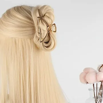 VinBee Metal Hair Clips for Women Hair Claw Clips Medium for Thick Hair 3 Pack (Silver + Gold + Rose Gold)