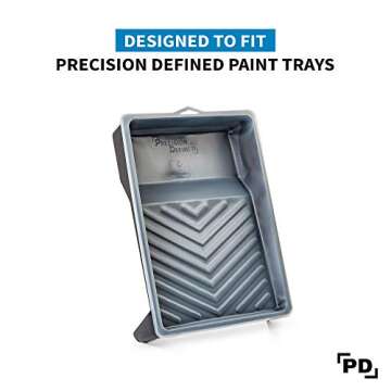 Precision Defined Paint Tray Liner Set 9-Inch, Supreme Paint Roller Trays with Deep Paint Pockets and Textured Ridge, Paint Pan Liners, Heavy Duty Plastic Disposable Paint Tray Liners (10-Pack)