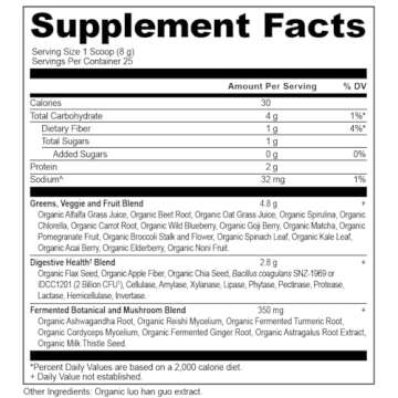 Super Greens Powder by Ancient Nutrition, Organic Superfood Powder with Probiotics Made with Spiruli...