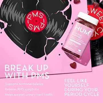 HUM Nutrition SOS PMS Gummies, Helps Relieve PMS Symptoms, Bloating Relief, Mood Swings, Hormonal Balance with Chasteberry Vitex PMS Gummies (60-Count)